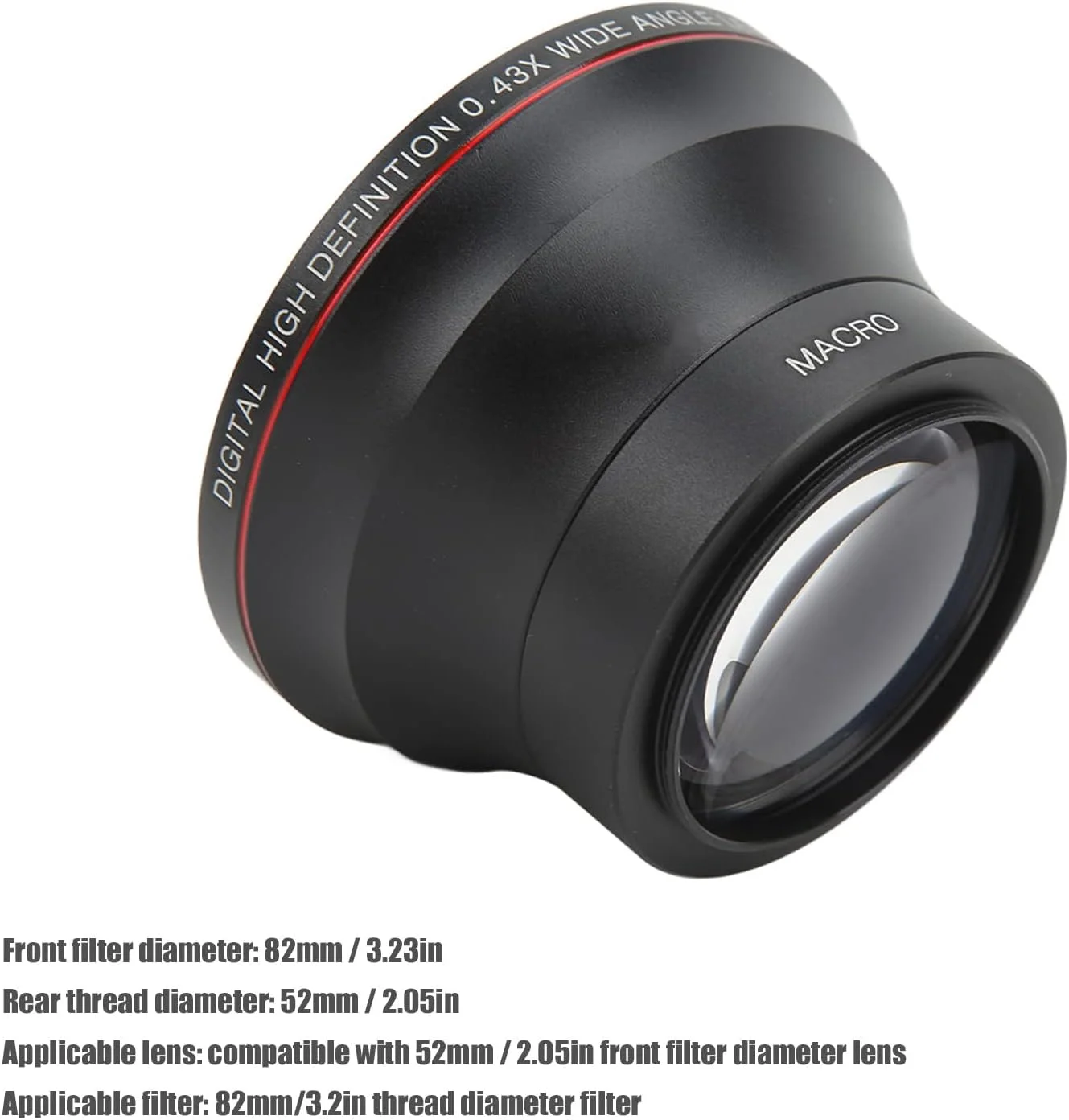 لنز زاویه باز 52 میلیمتری 0.43X آلیاژ آلومینیوم با لنز ماکرو برای عکاسی منظره لنز زاویه باز 52 میلیمتری 0.43X آلیاژ آلومینیوم با لنز ماکرو برای عکاسی منظره