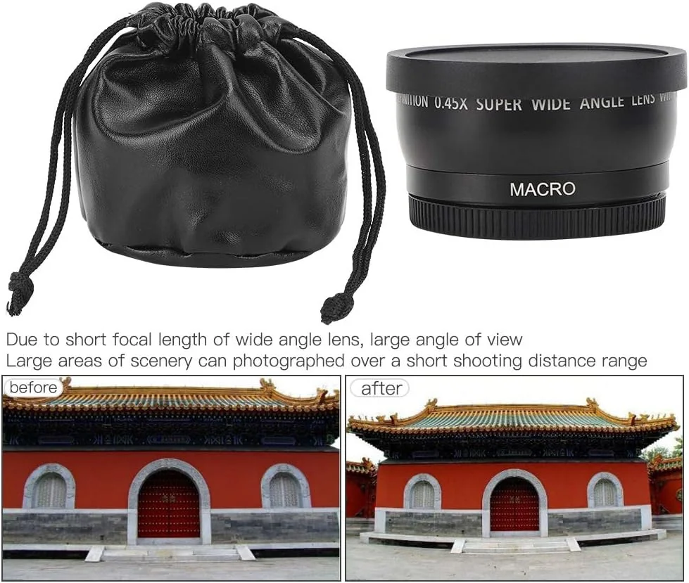 لنز ماکرو زاویه باز 0.45X با قطر 55 میلی‌متر، لنز زاویه باز جهانی 55 میلی‌متری، مناسب برای تمامی لنزهای دوربین با قطر 55 میلی‌متر