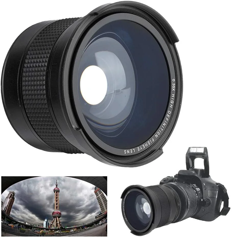 لنز چشمماهی واید انگل 58 میلیمتری 0.35x به همراه درپوش لنز برای دوربینهای SLR DSLR لنز چشمماهی واید انگل 58 میلیمتری 0.35x به همراه درپوش لنز برای دوربینهای SLR DSLR