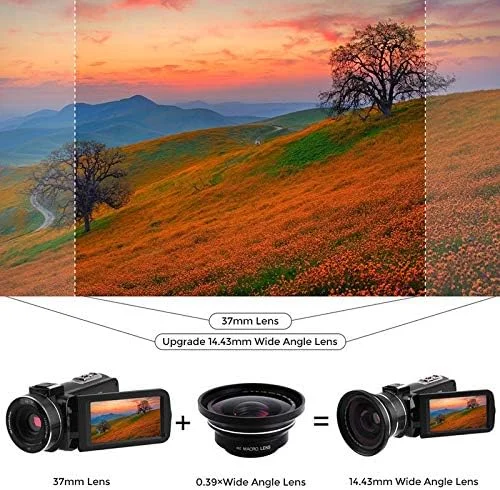 لنز زاویه باز 37 میلی‌متری ماکرو + 72 میلی‌متری با کیفیت Full HD 0.39X برای دوربین فیلمبرداری 4K