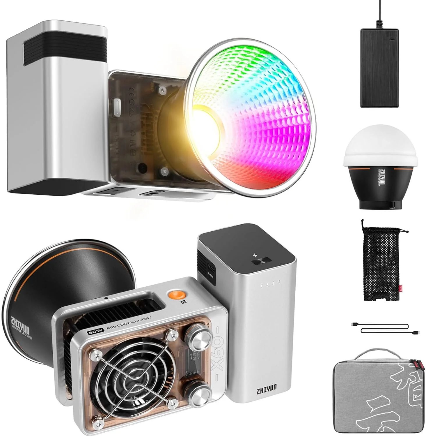 نور ویدئویی ال ای دی RGB مدل Zhiyun MOLUS X60 Combo COB