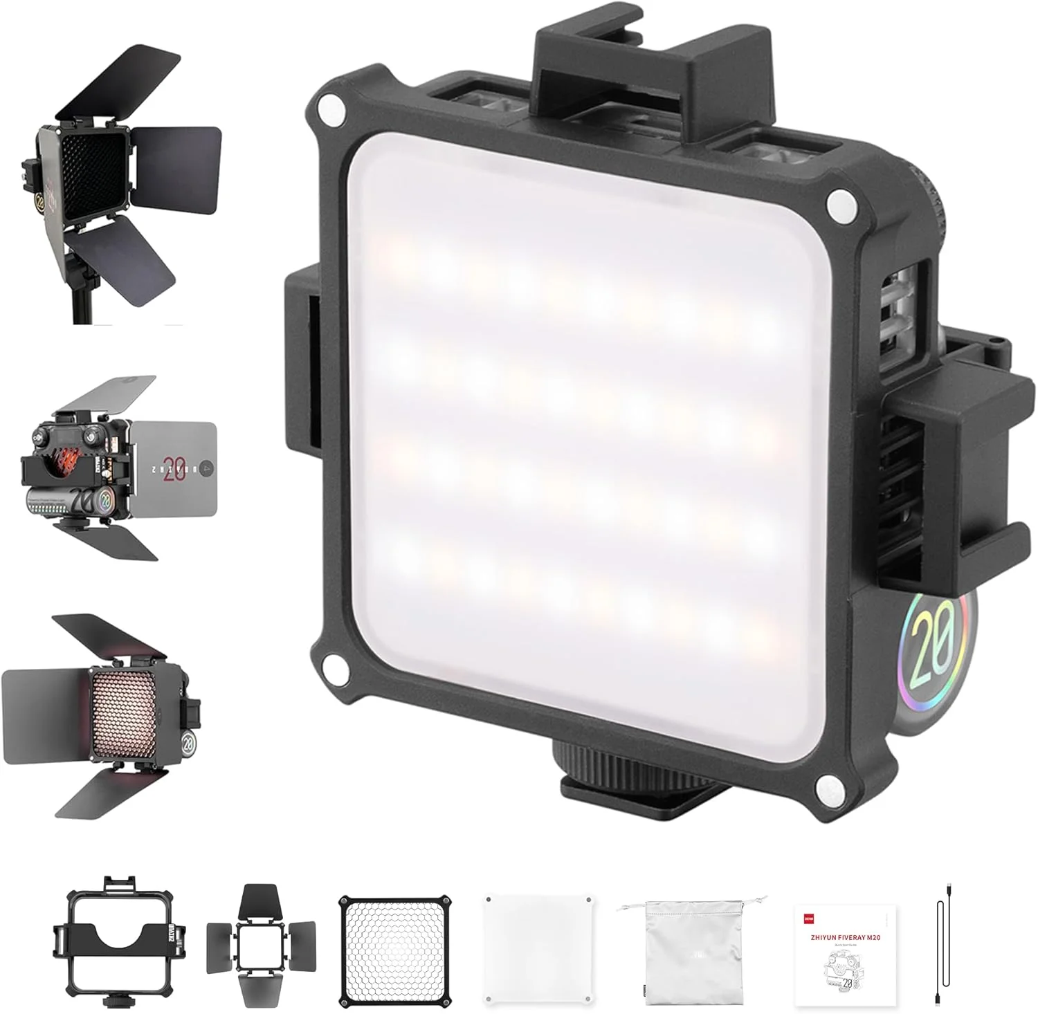 چراغ ویدئویی ال ای دی دو رنگ Zhiyun M20 Combo با دمای رنگی 2700K-6500K