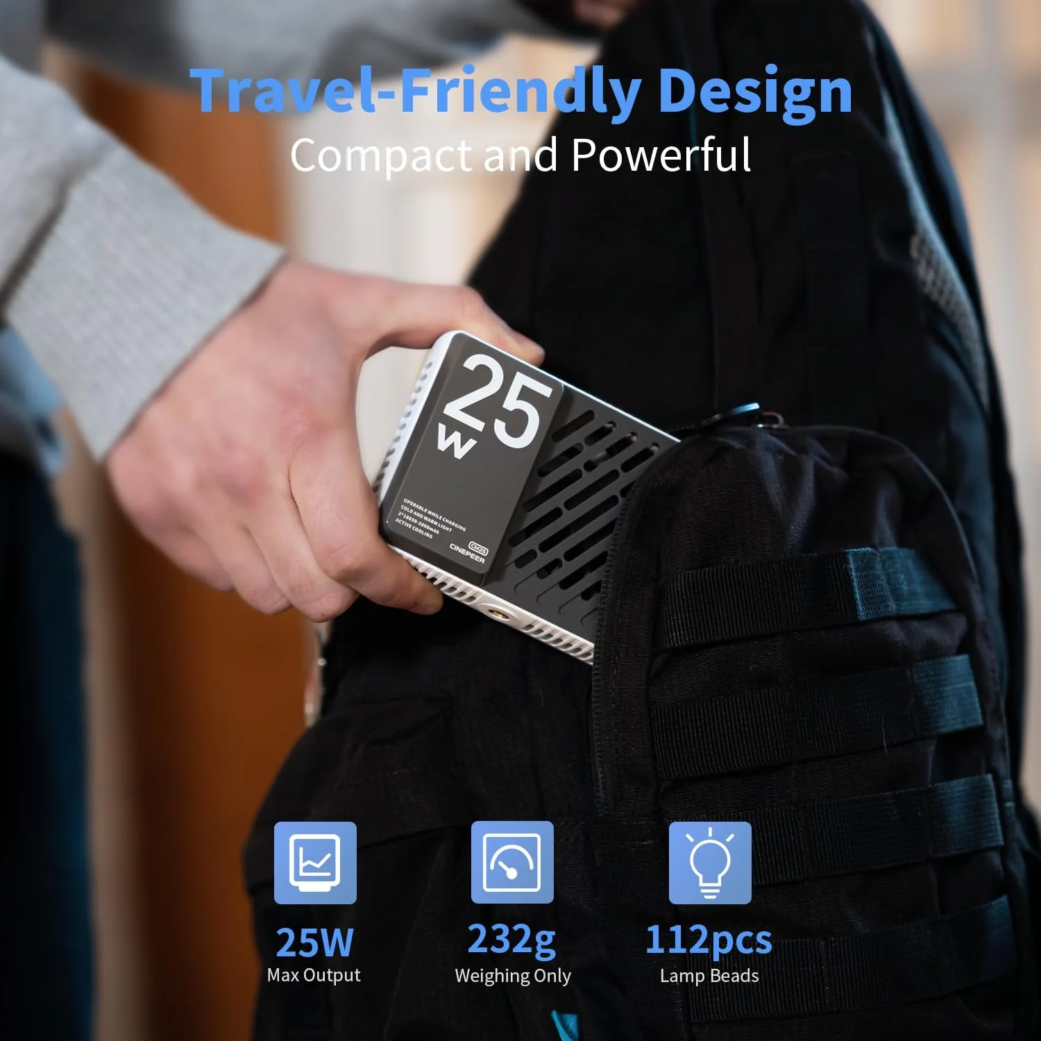 نور ویدئویی ال ای دی 25 واتی ZHIYUN CINEPEER CM25، نور کوچک قابل حمل برای عکاسی روی دوربین، با قابلیت تنظیم نور 2700K-6200K، دارای 2 باتری قابل شارژ 2000mAh داخلی، شارژ PD/Vlog/Photo نور ویدئویی ال ای دی 25 واتی ZHIYUN CINEPEER CM25، نور کوچک قابل حمل برای عکاسی روی دوربین، با قابلیت تنظیم نور 2700K-6200K، دارای 2 باتری قابل شارژ 2000mAh داخلی، شارژ PD/Vlog/Photo