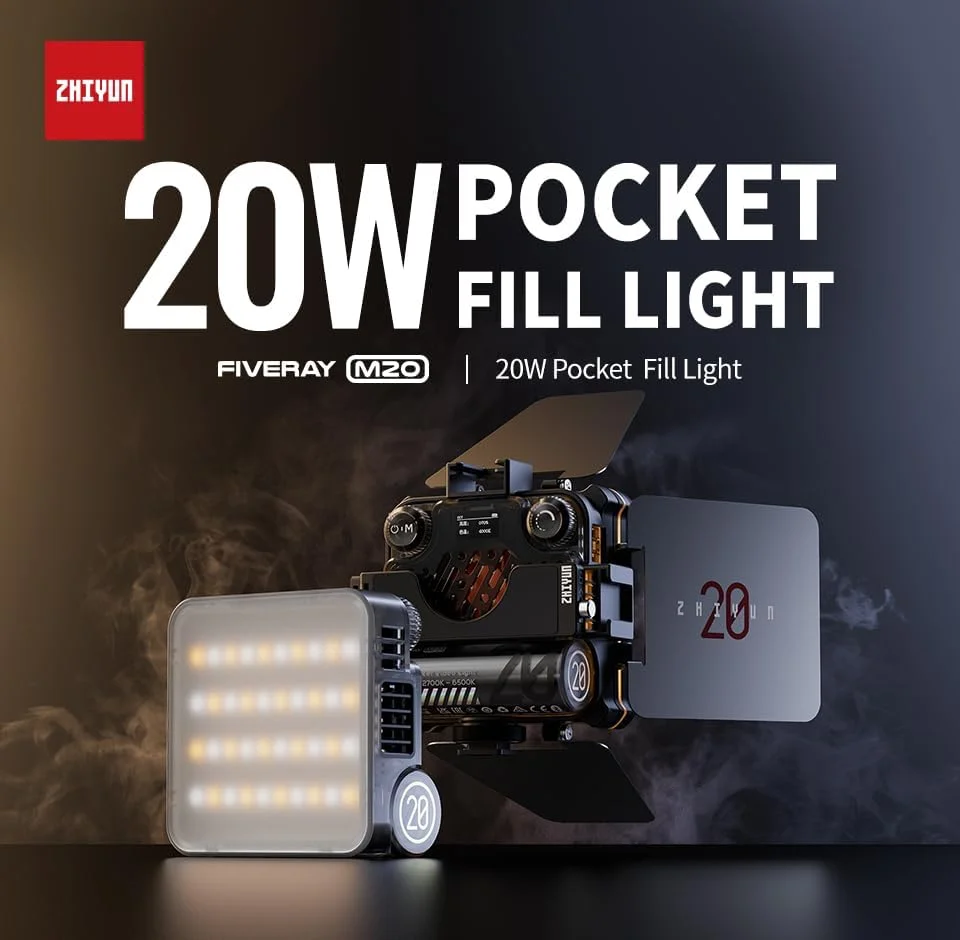 چراغ ویدئویی ال ای دی دو رنگ Zhiyun M20 Combo با دمای رنگی 2700K-6500K چراغ ویدئویی ال ای دی دو رنگ Zhiyun M20 Combo با دمای رنگی 2700K-6500K