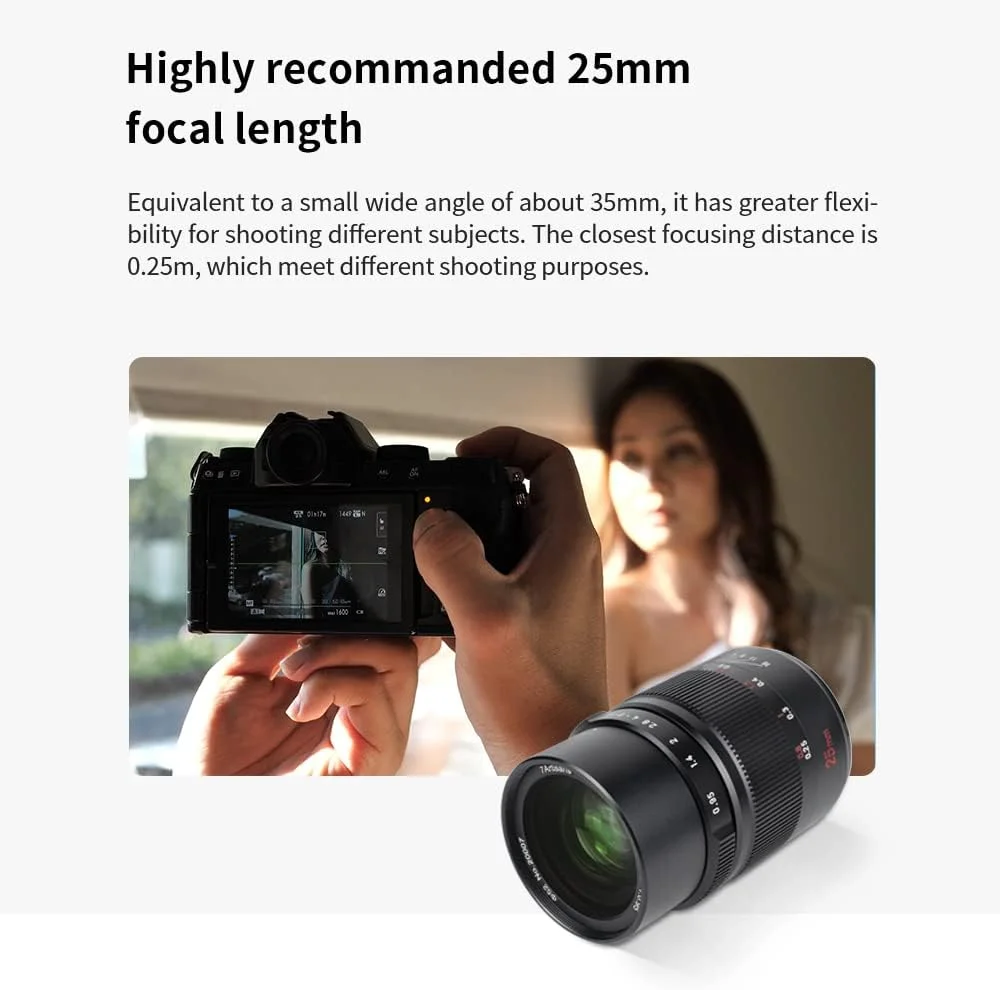 لنز ثابت 7artisans 25mm F0.95 با زاویه باز و دیافراگم بزرگ، فوکوس دستی، APS-C برای دوربینهای بدون آینه Canon Eos-M مدلهای EOS-M/EOS-M2/EOS-M3/EOS-M100/EOS-M5/EOS-M6/EOS-M50/EOS-M10/EOS-M200 لنز ثابت 7artisans 25mm F0.95 با زاویه باز و دیافراگم بزرگ، فوکوس دستی، APS-C برای دوربینهای بدون آینه Canon Eos-M مدلهای EOS-M/EOS-M2/EOS-M3/EOS-M100/EOS-M5/EOS-M6/EOS-M50/EOS-M10/EOS-M200