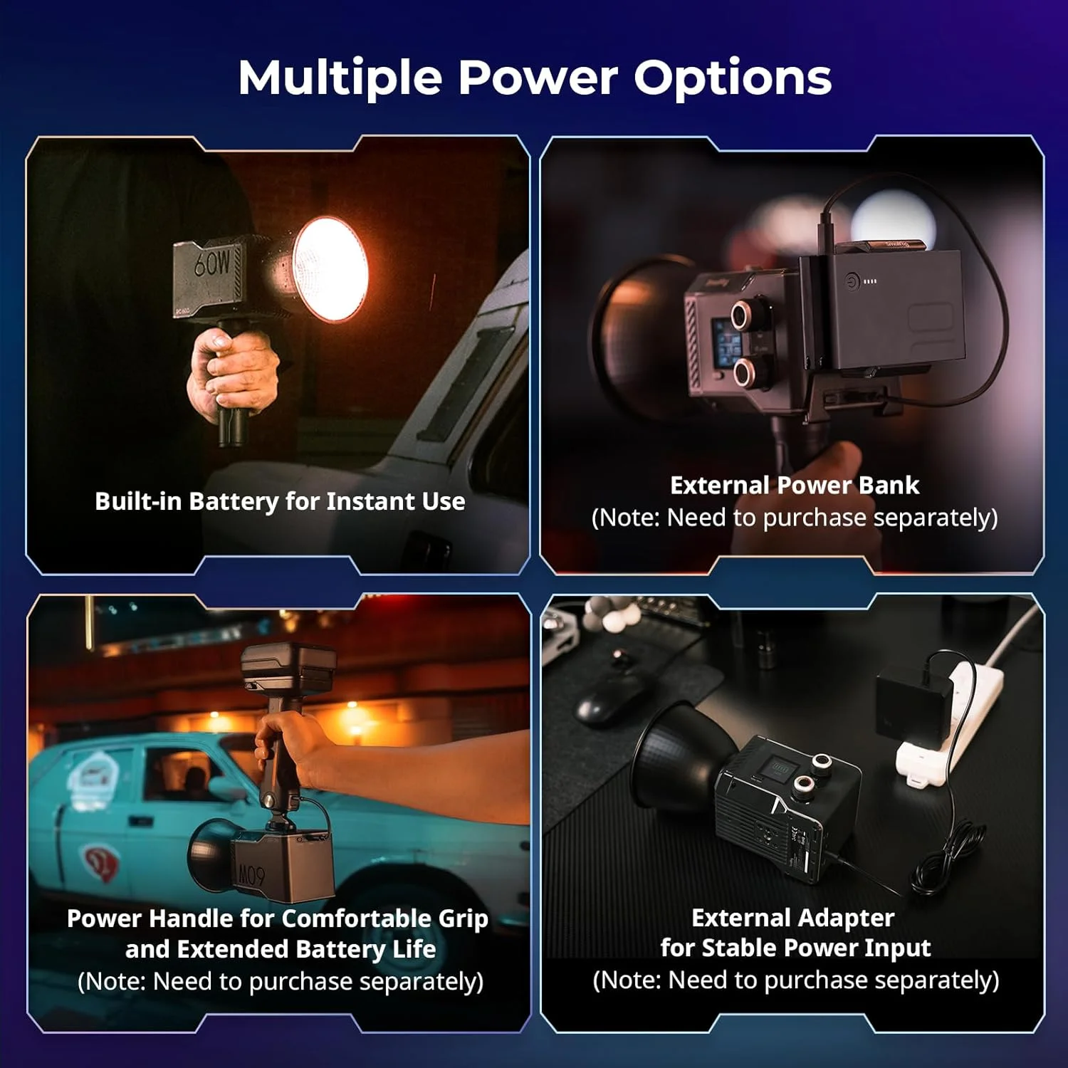 نور ویدئویی ال ای دی RGB مدل SmallRig RC 60C، باتری 3400mAh با زمان کارکرد 45 دقیقه، کنترل از طریق اپلیکیشن، نورپردازی خروجی مداوم قابل حمل در اندازه کف دست 2500-10000K، برای عکاسی/فیلمبرداری/استودیو، نسخه گیره پاوربانک