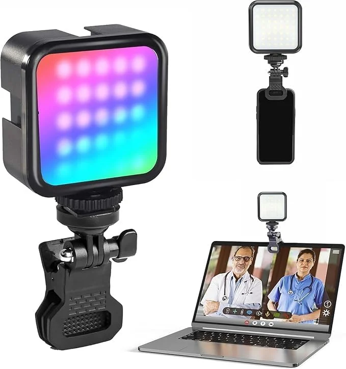 نور ویدئویی جیبی LED مدل AY-83 با پایه قابل تنظیم 150 درجه، کیت نورپردازی قابل حمل عکاسی، مشکی، پنل نور ملایم قابل شارژ، کیت نورپردازی قابل حمل عکاسی