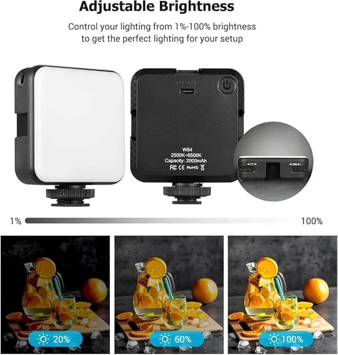 نور ویدئویی جیبی LED مدل AY-83 با پایه قابل تنظیم 150 درجه، کیت نورپردازی قابل حمل عکاسی، مشکی، پنل نور ملایم قابل شارژ، کیت نورپردازی قابل حمل عکاسی