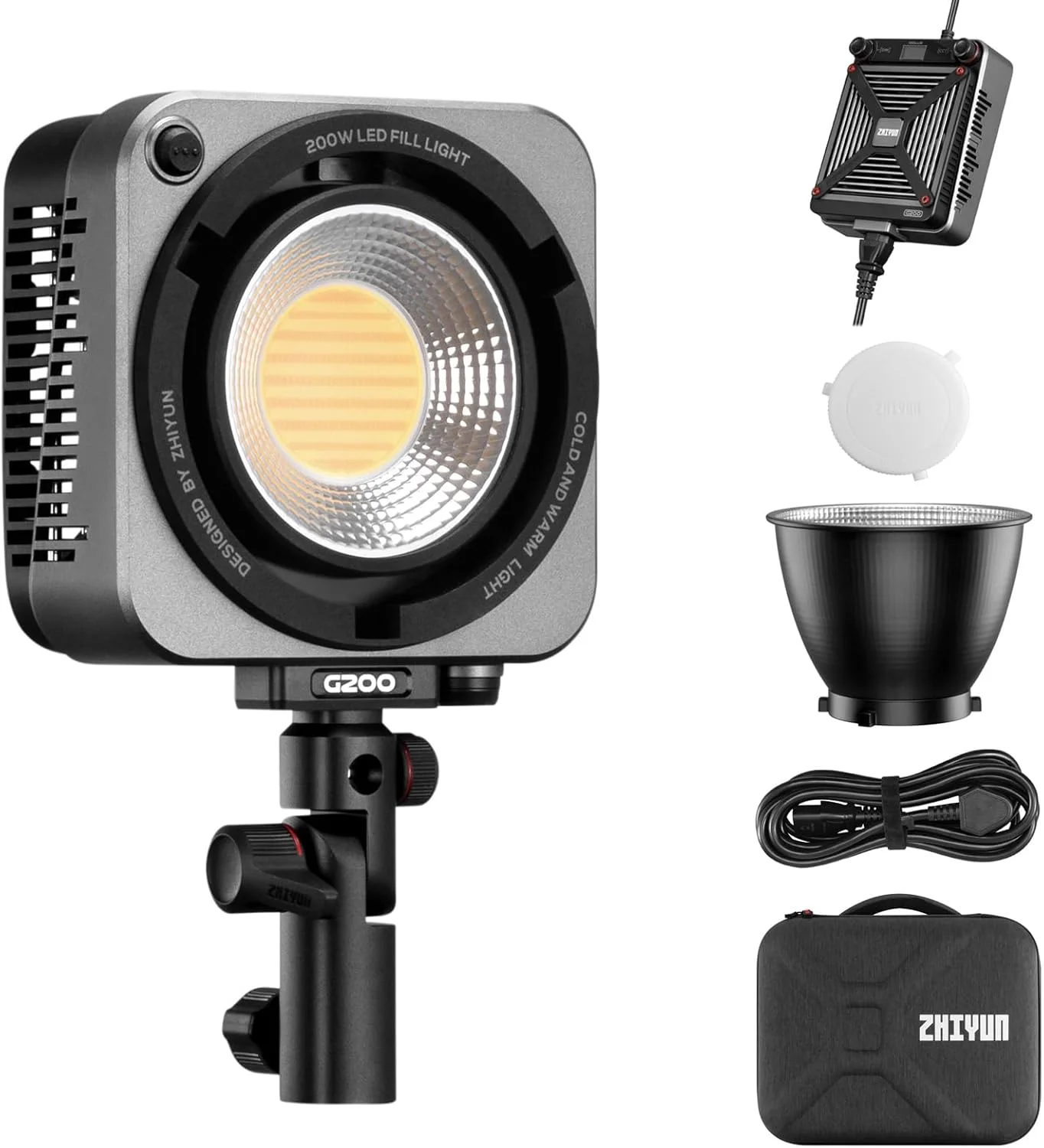 نور ویدئویی ال ای دی 200 وات Zhiyun MOLUS G200 COB با دمای رنگ 2700K-6500K و مانت Bowens به همراه اپلیکیشن کنترل یکپارچه