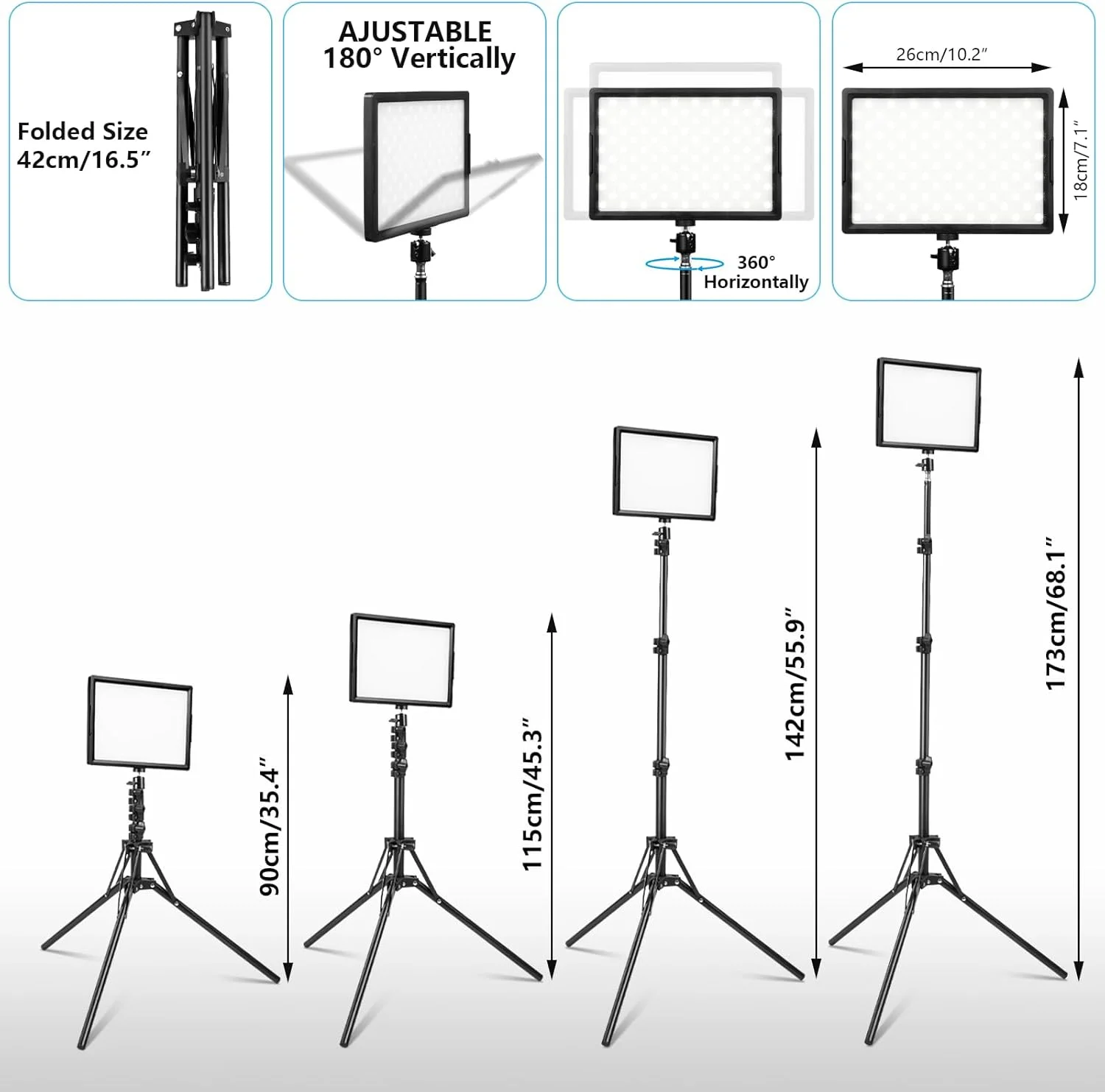 ست دو عددی نور LED برای عکس و فیلم، دو رنگ 2800-6500K با قابلیت تنظیم نور، نور مداوم LED USB، کیت نورپردازی عکاسی 68 اینچی با پایه سه پایه برای استودیوها، ضبط ویدیو یوتیوب و تیک تاک، پخش زنده بازی