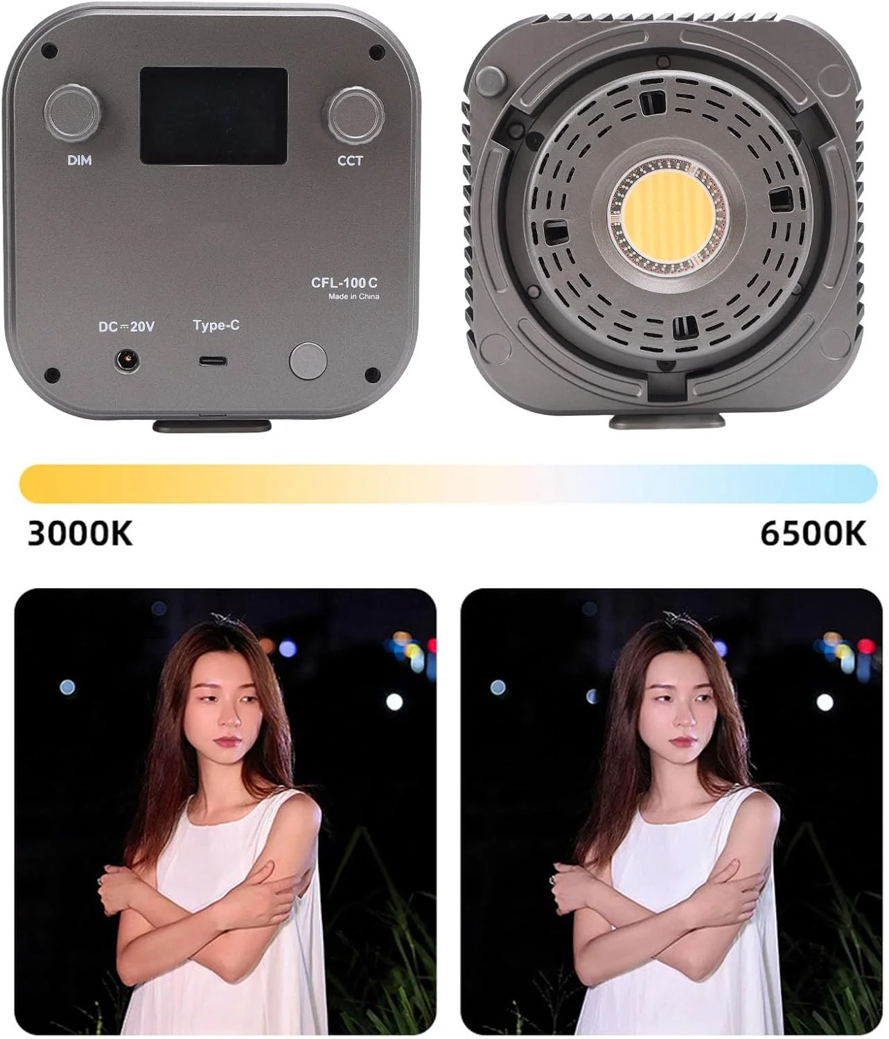 نور پرکننده RGB 100 وات، دمای رنگ 3000K-6500K، CRI بالا، 4200، کنترل پنل و برنامه، برای عکاسی، صفحه نمایش LCD، چراغ عکاسی قابل حمل، لامپ پرکننده