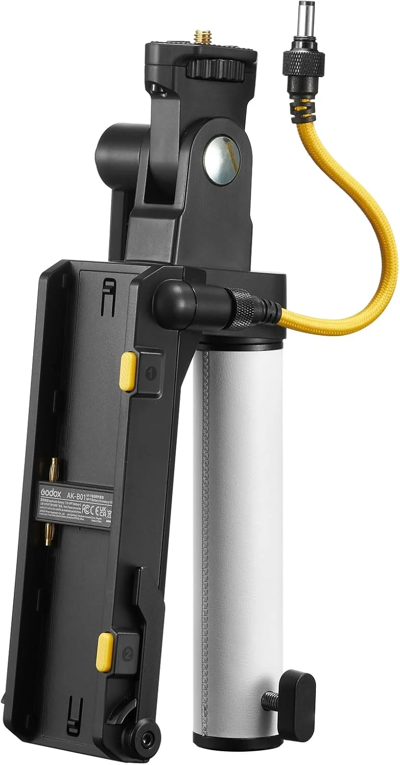 کیت لوازم جانبی باتری Godox AK-B01، دسته نگهدارنده نور قابل حمل با پیچ 1/4 اینچی، سازگار با چراغ ویدئویی LED مدل Godox ML60IIBi