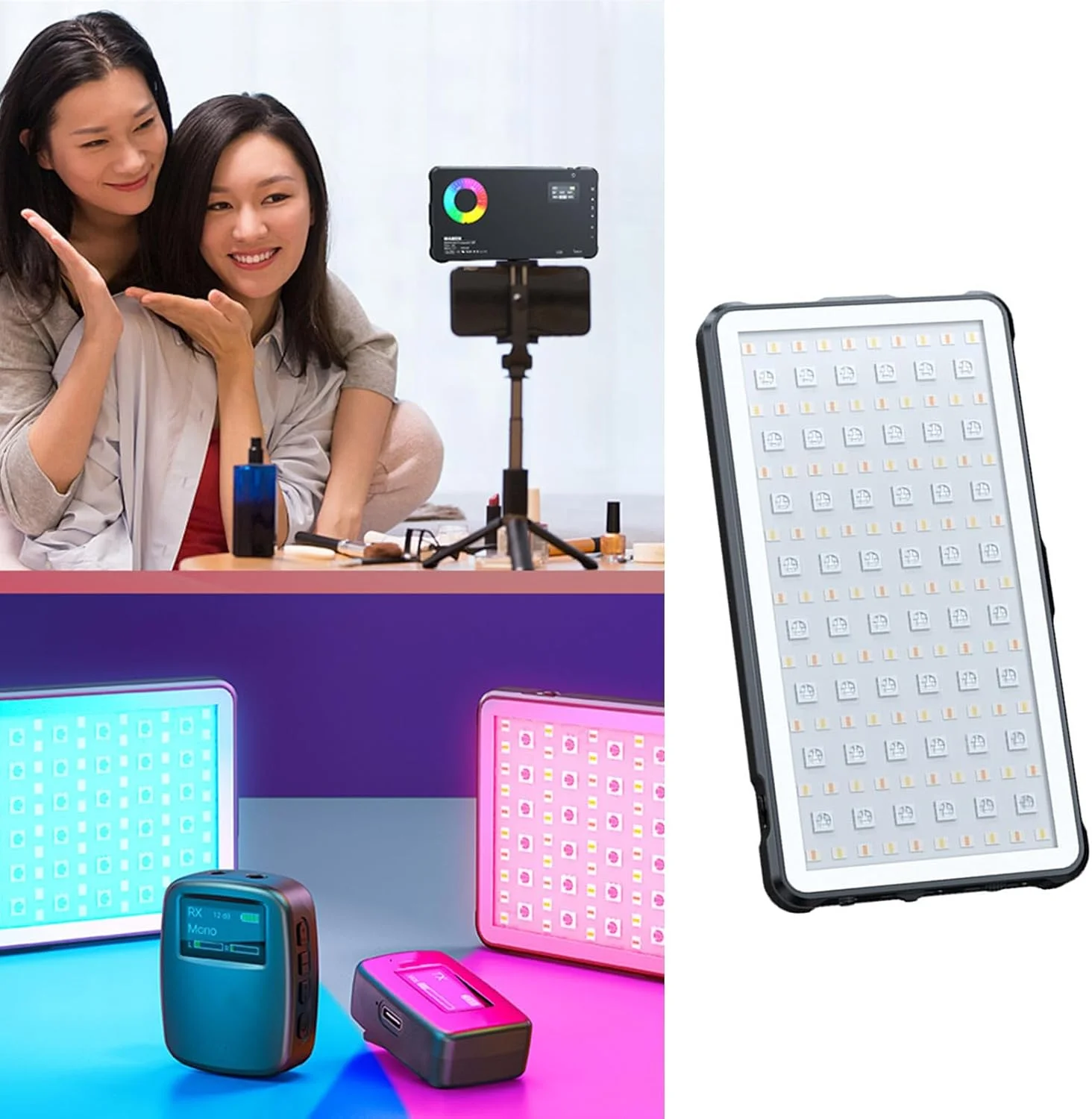 نور ویدئویی LED با دمای رنگ قابل تنظیم 2500K-9000K، نور پرکننده 10 واتی LED با دمای رنگ کامل برای نورپردازی سفر و ولاگ