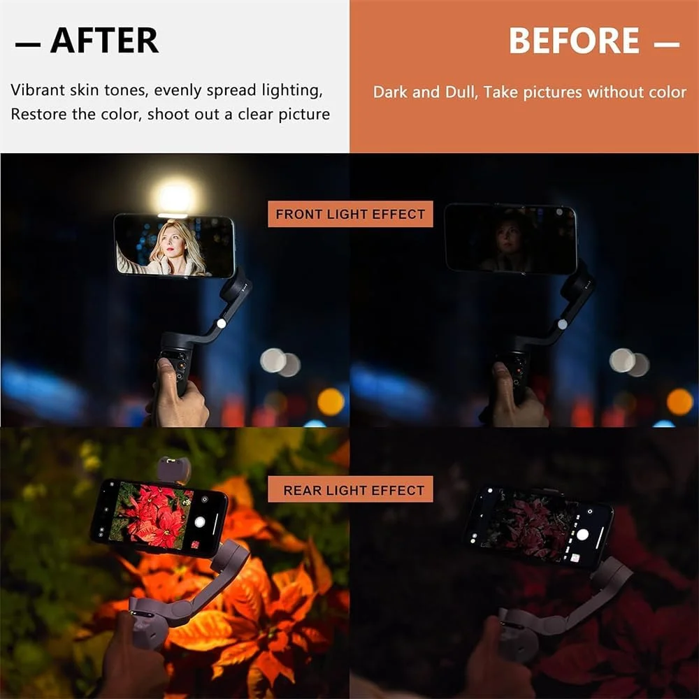 نور مکمل OM برای DJI OSMO Mobile 6/5/SE/4 SE، سه حالت نور، روشنایی قابل تنظیم، مغناطیسی، سازگار با تثبیت کننده گیمبال DJI Osmo