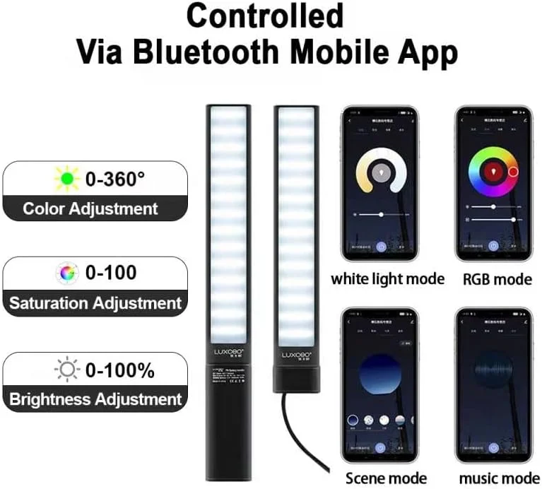نور ویدئویی ال ای دی RGB مدل AECAM - P6 با روشنایی 1300 لومن، دمای رنگ 2500K-6500K، باتری 10000mAh و توان 18 وات، میله نور پرکننده برای عکاسان، یوتیوبرها، سازندگان فیلم و موسیقی (EU)