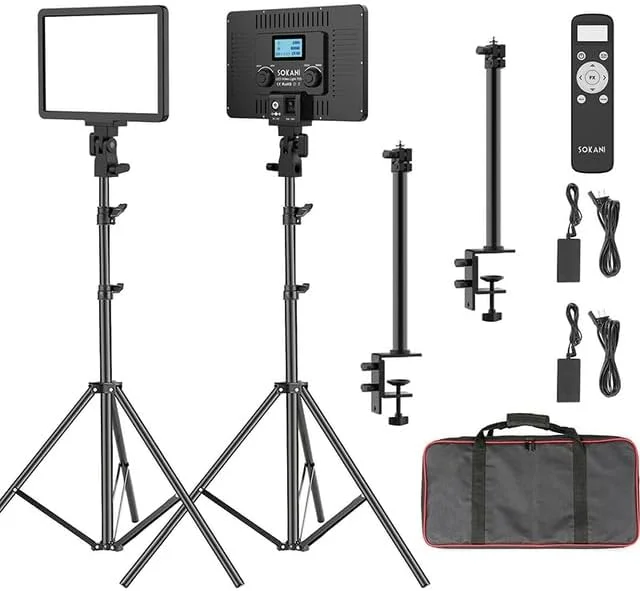 AECAM - پنل نور ویدئویی LED قابل تنظیم Sokani P25، چراغ پرکننده برای نورپردازی عکاسی، پخش زنده، استودیوی عکس، ویدئو، جلسات ورزش های الکترونیکی (بسته 3)