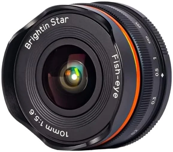 AECAM - CAMAECAM - لنز دوربین 10mm F5.6 واید انگل با فوکوس دستی برای لنزهای فوجی فیلم FX، کانن EOS M، سونی E، مانت M43 (مشکی M4/3)