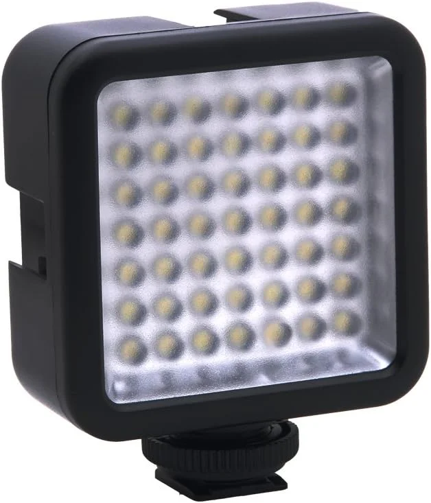 پنل نور ال ای دی کوچک مدل W49، نور قابل تنظیم برای فیلمبرداری، دمای رنگ 6000K، مناسب برای GOPRO، میکروفون، دوربین فیلمبرداری، Canon و NIKON