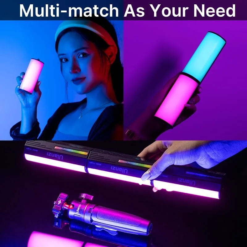 AECAM - چراغ دستی ULANZI i-Light، چراغ ویدئویی LED RGB 360 درجه، میله نور کوچک، نور یخی قابل تنظیم 2500-9000K، نور عکاسی (01)