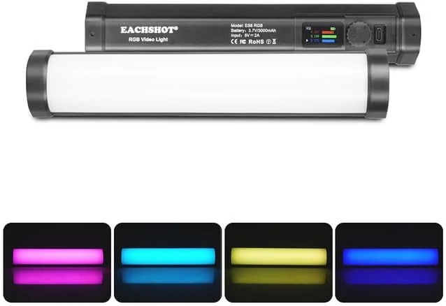 چراغ استودیویی دستی RGB مدل ES6، نور نرم، کنترل بی سیم با اپلیکیشن، دمای رنگ 2800 تا 8500 کلوین، مناسب برای عکاسی