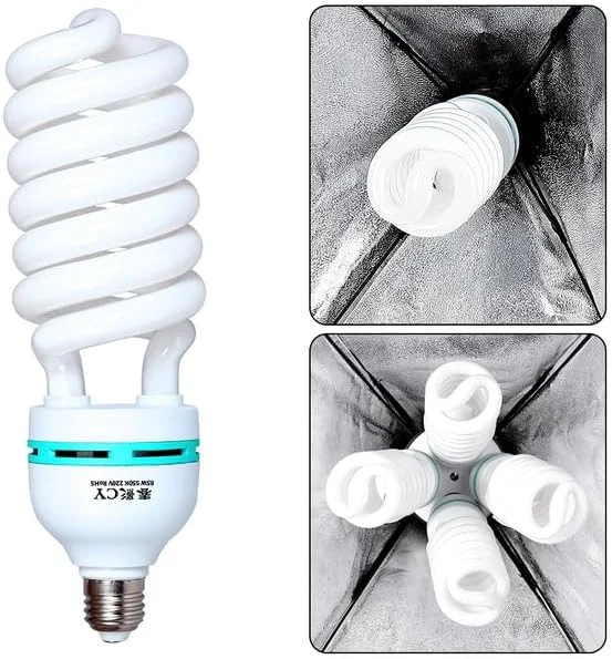 AECAM - 4 عدد لامپ نورپردازی ویدئویی عکاسی E27 لامپ استودیویی عکس 110-240 ولت 5500K نور روز نورپردازی عکاسی 4 عدد (لامپ 135 وات)