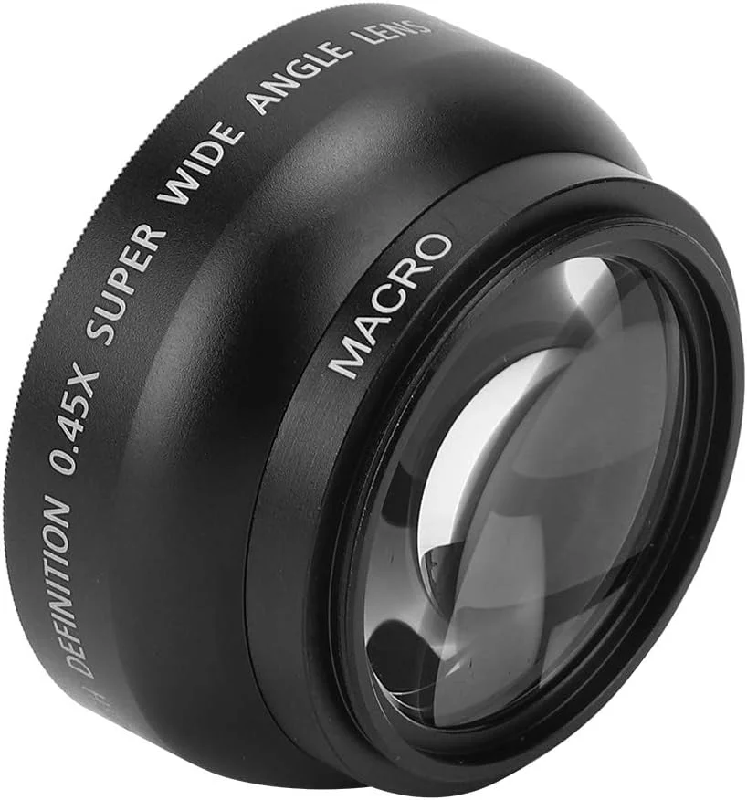 لنز ماکرو زاویه باز، لنز پیشرفته شیشه ای اپتیکال آلیاژ آلومینیوم 0.45X، مناسب برای تمام لنزهای دوربین با قطر 49 میلی متر، مناسب برای عکاسی منظره
