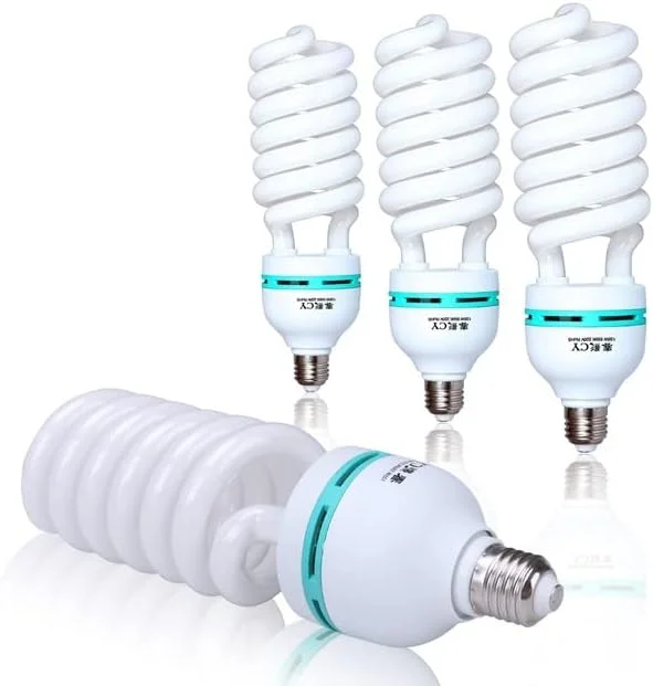 AECAM - لامپ های ال ای دی نورپردازی عکاسی، لامپ نور ویدئو، لامپ نور روز پایه E27 برای سافت باکس استودیوی عکس و فیلم (4 عدد)