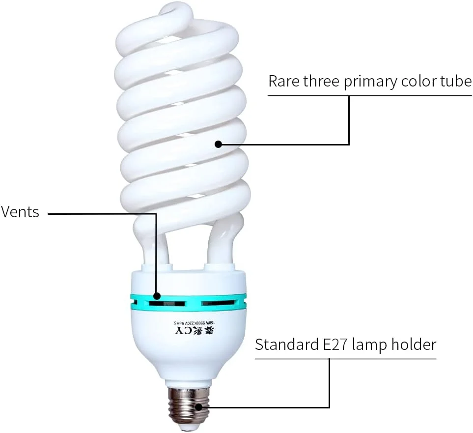 AECAM - لامپ های ال ای دی نورپردازی عکاسی، لامپ نور ویدئو، لامپ نور روز پایه E27 برای سافت باکس استودیوی عکس و فیلم (4 عدد)