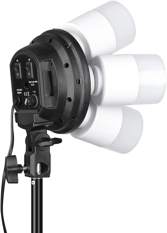 AECAM - 4 عدد لامپ نورپردازی ویدئویی عکاسی E27 لامپ استودیویی عکس 110-240 ولت 5500K نور روز نورپردازی عکاسی 4 عدد (لامپ 135 وات)