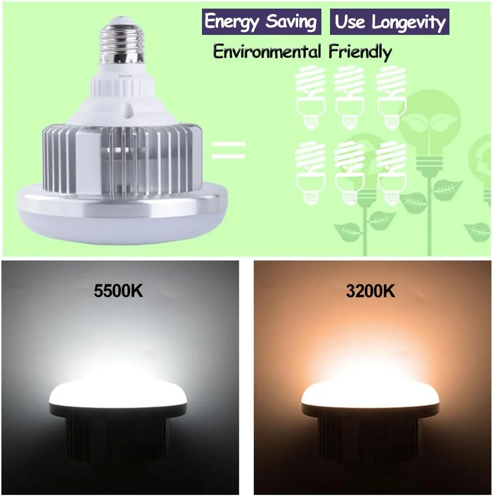 AECAM - لامپ های LED عکاسی پایه E27 3200-5500K لامپ نور ویدئویی نور روز برای سافت باکس عکاسی (بدون کنترل از راه دور)