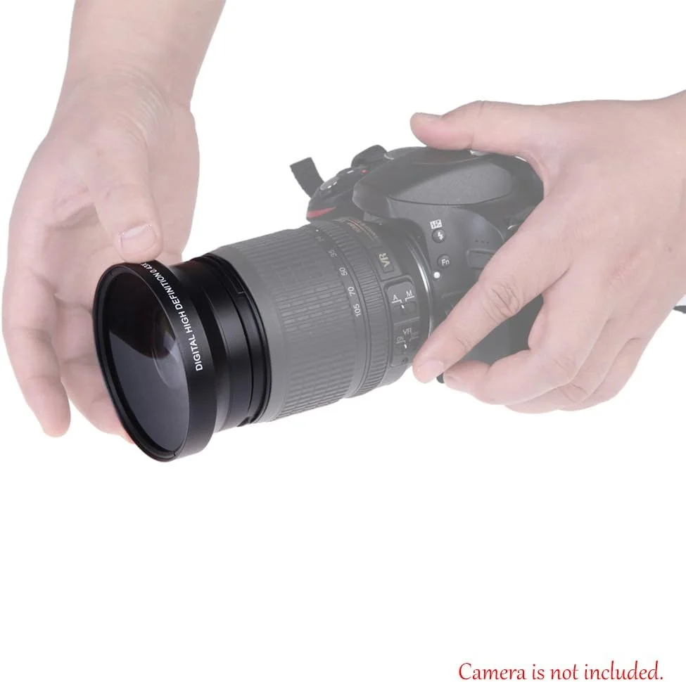 لنز زاویه باز فوق عریض 0.43× با کیفیت بالا Andoer 67mm با اپتیک ماکرو ژاپنی برای Canon Rebel T5i T4i T3i 18-135mm 17-85mm و Nikon 18-105 70-300VR