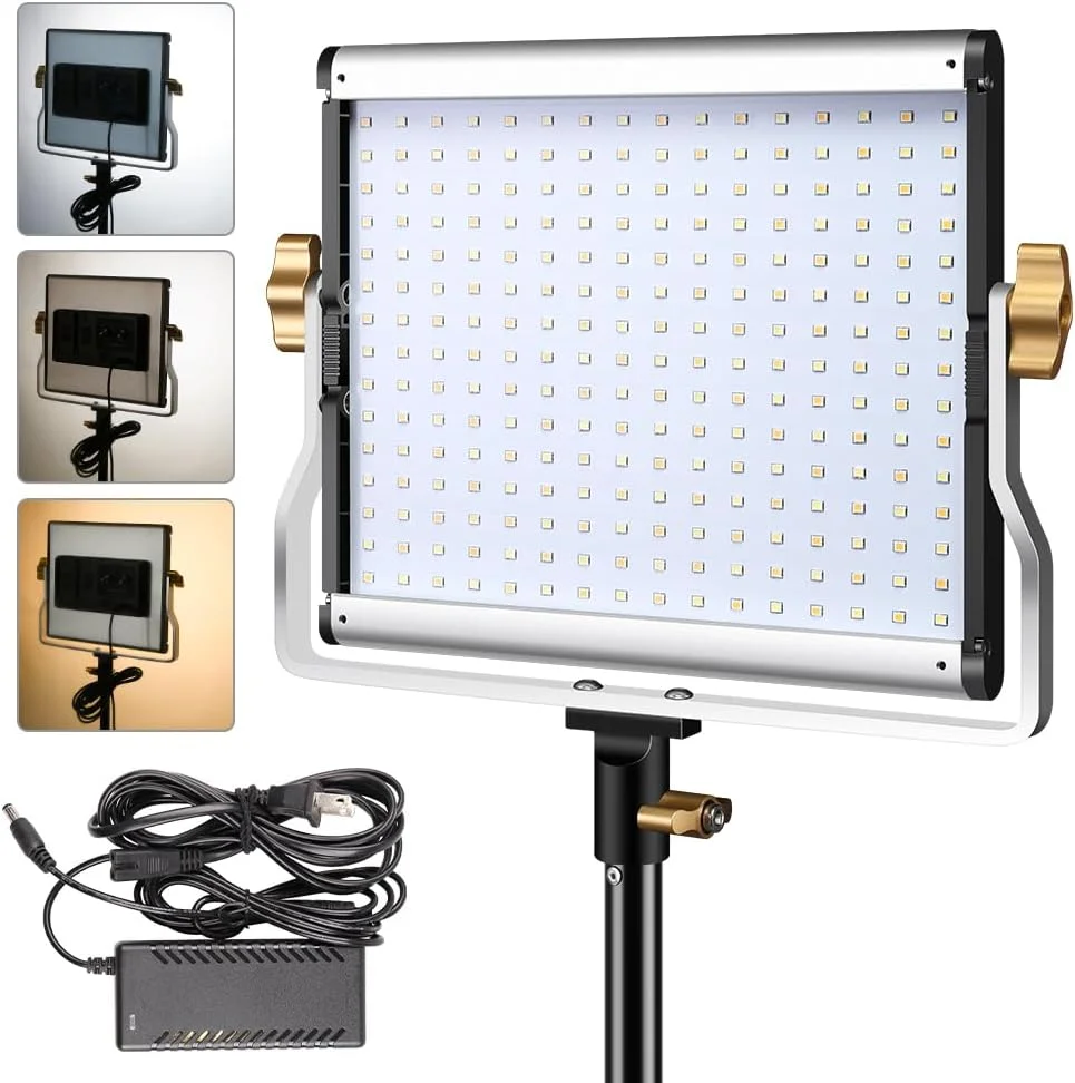 پنل نور ال ای دی قدرتمند AECAM - SH 20W با صفحه نمایش LCD دو رنگ و تنظیم نور پیوسته 1-100% برای استودیو عکس و فیلم (همراه با سه پایه رومیزی 59 سانتی متری)