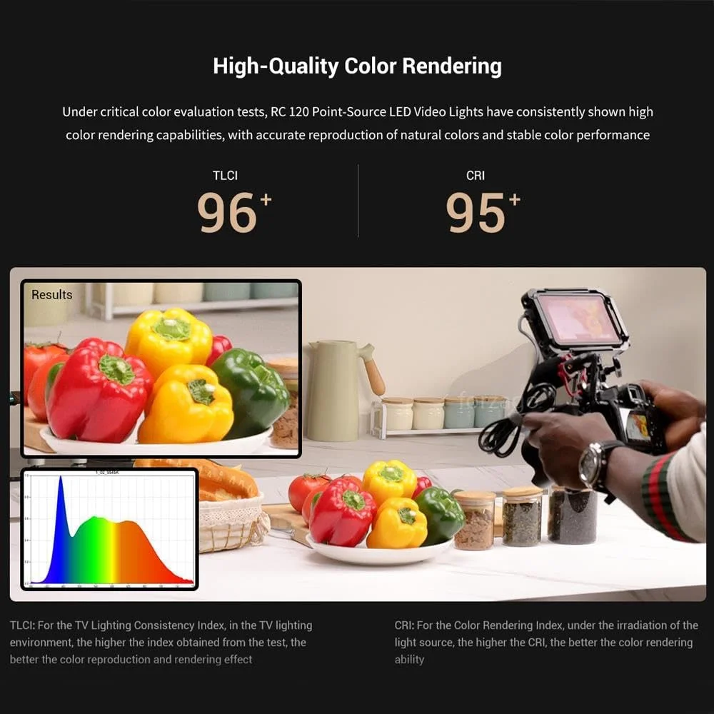 AECAM - نور ال ای دی عکاسی و فیلمبرداری SMALLRIGs 120D 120B RC120D 5600K RC120B دو رنگ 2700-6500K با کنترل از طریق بلوتوث (COB 220B)