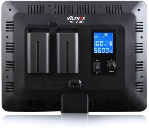 AECAM - چراغ LED استودیویی بی سیم VILTROXs VL200، باریک، دو رنگ و قابل تنظیم نور به همراه آداپتورهای AC و شارژر باتری برای استودیو عکس (مشکی)