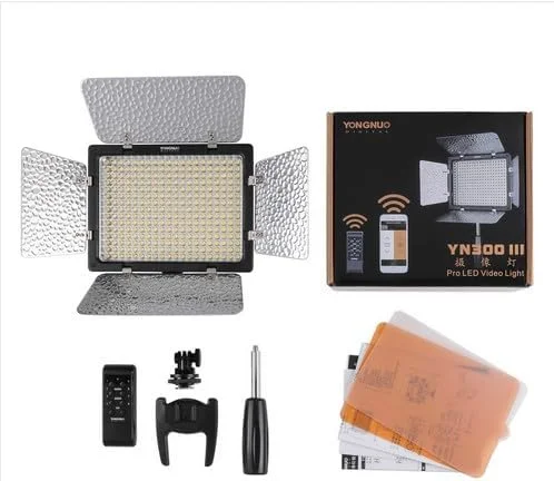 AECAM - نور ویدئویی LED حرفه ای YN300 III YN-300 lIl 5500K CRI95+ به همراه کنترل از راه دور، پشتیبانی از آداپتورهای برق AC و کنترل از راه دور АРР