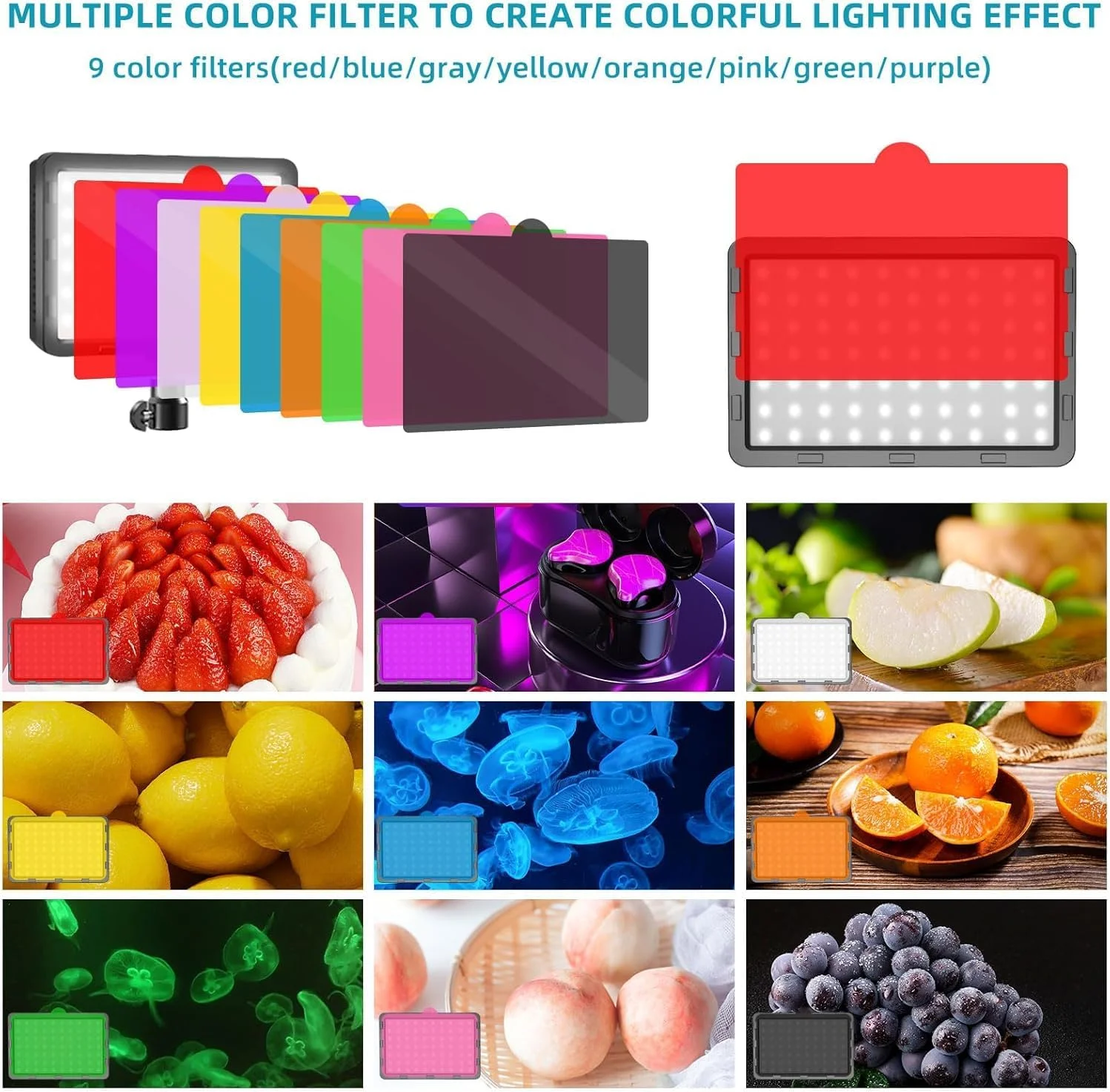 کیت نور ویدئویی LED دو عددی، چراغ های استودیویی با 18 فیلتر رنگی برای نورپردازی عکاسی با پایه سه پایه قابل تنظیم، چراغ های استریمینگ برای ضبط دوربین عکس، زوم کامپیوتر، استریم، تیک تاک، یوتیوب