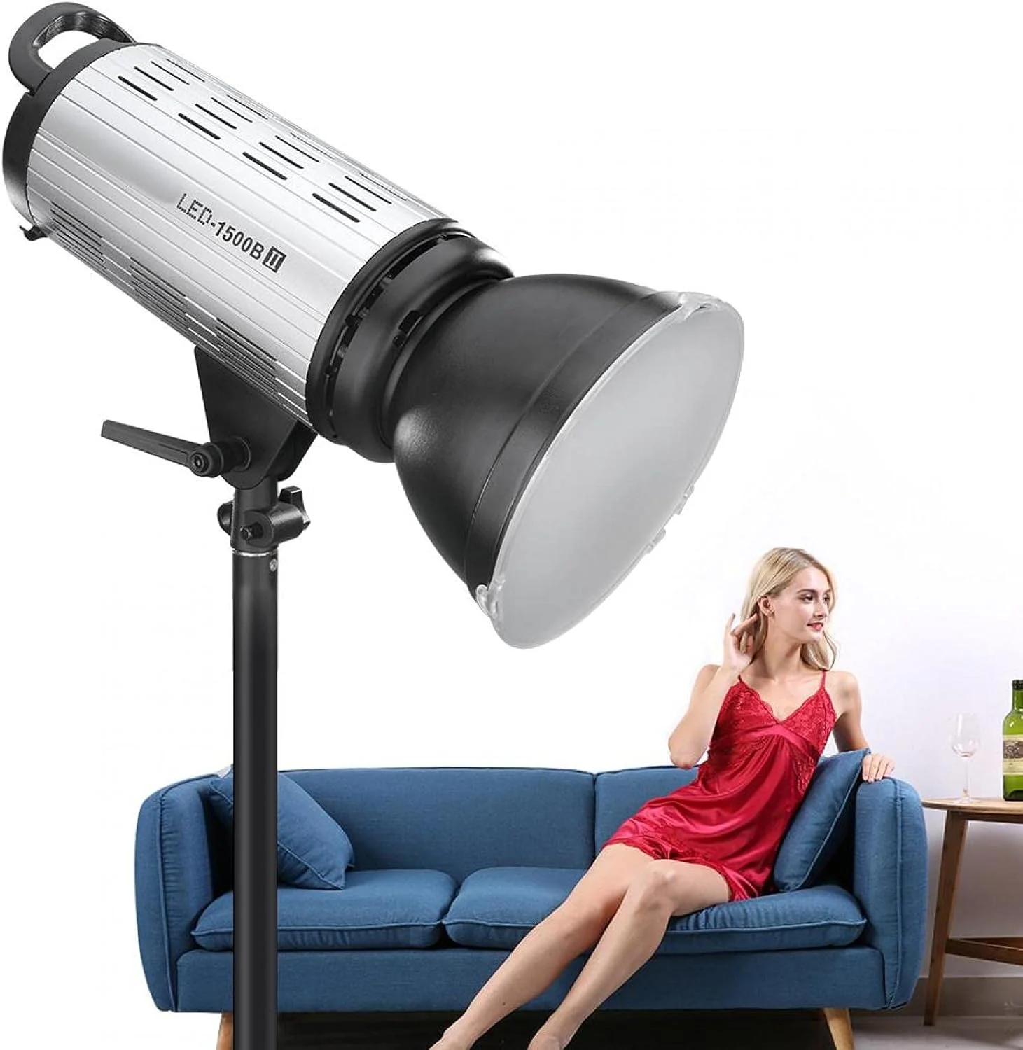 نور ویدئویی آلیاژ آلومینیوم با کنترل از راه دور 2.4G، برای مانت Bowens CRI95 TLCI95 (LED-1500BⅡ، استاندارد بریتانیا 90-240V، ترجمه)