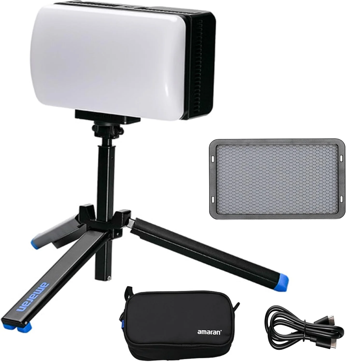 نور ال ای دی روی دوربین Amaran Ace 25c، نور قابل حمل 32 واتی RGB، CCT 2300K-10000K، جذب مغناطیسی، کنترل برنامه برای عکاسی و فیلمبرداری (ذغالی، کیت Amaran Ace 25c)