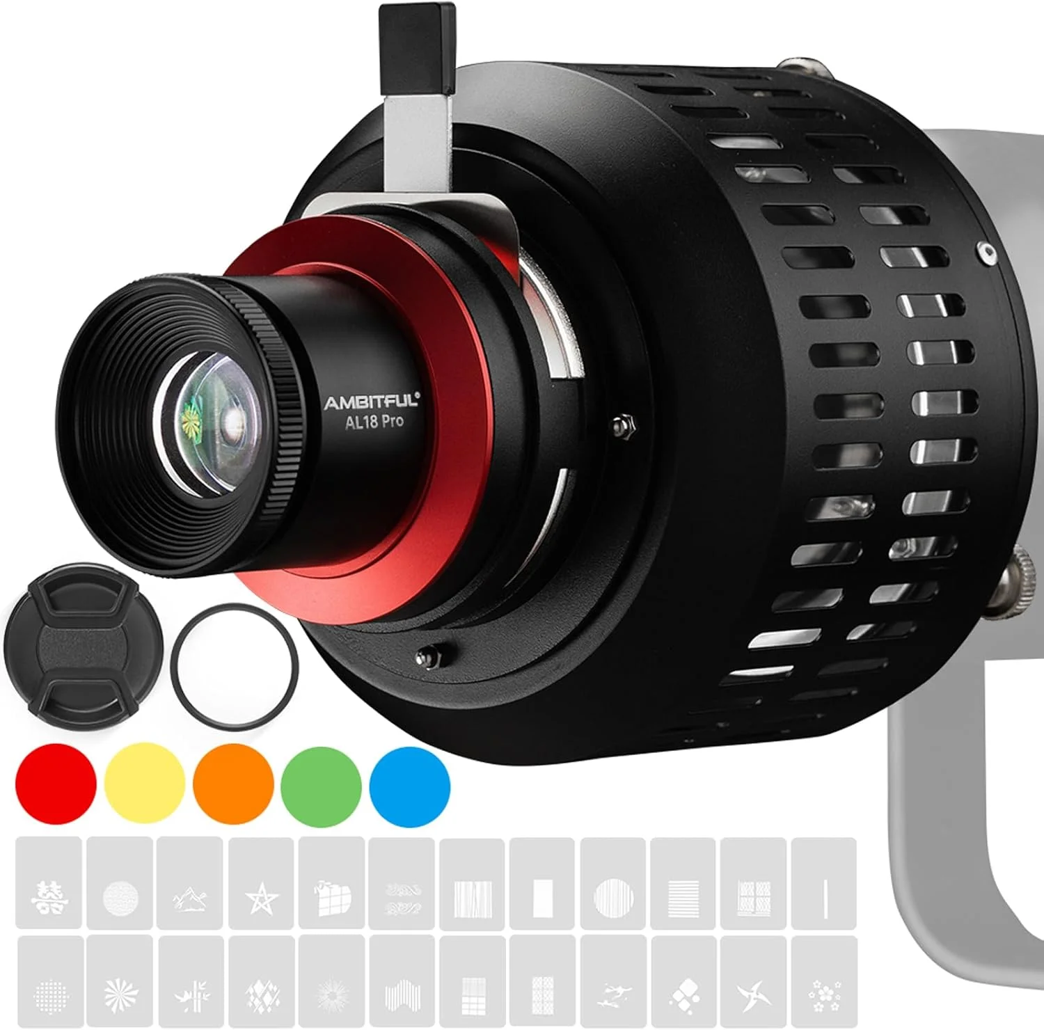 کیت اسنوت مخروطی AMBITFUL AL-18 Pro با مانت بوئنز و لنز 50 میلی‌متری، مناسب برای شکل‌دهی نورپردازی هنری ویدیو و استفاده در استودیو با نور LED ویدیو/نور خروجی مداوم