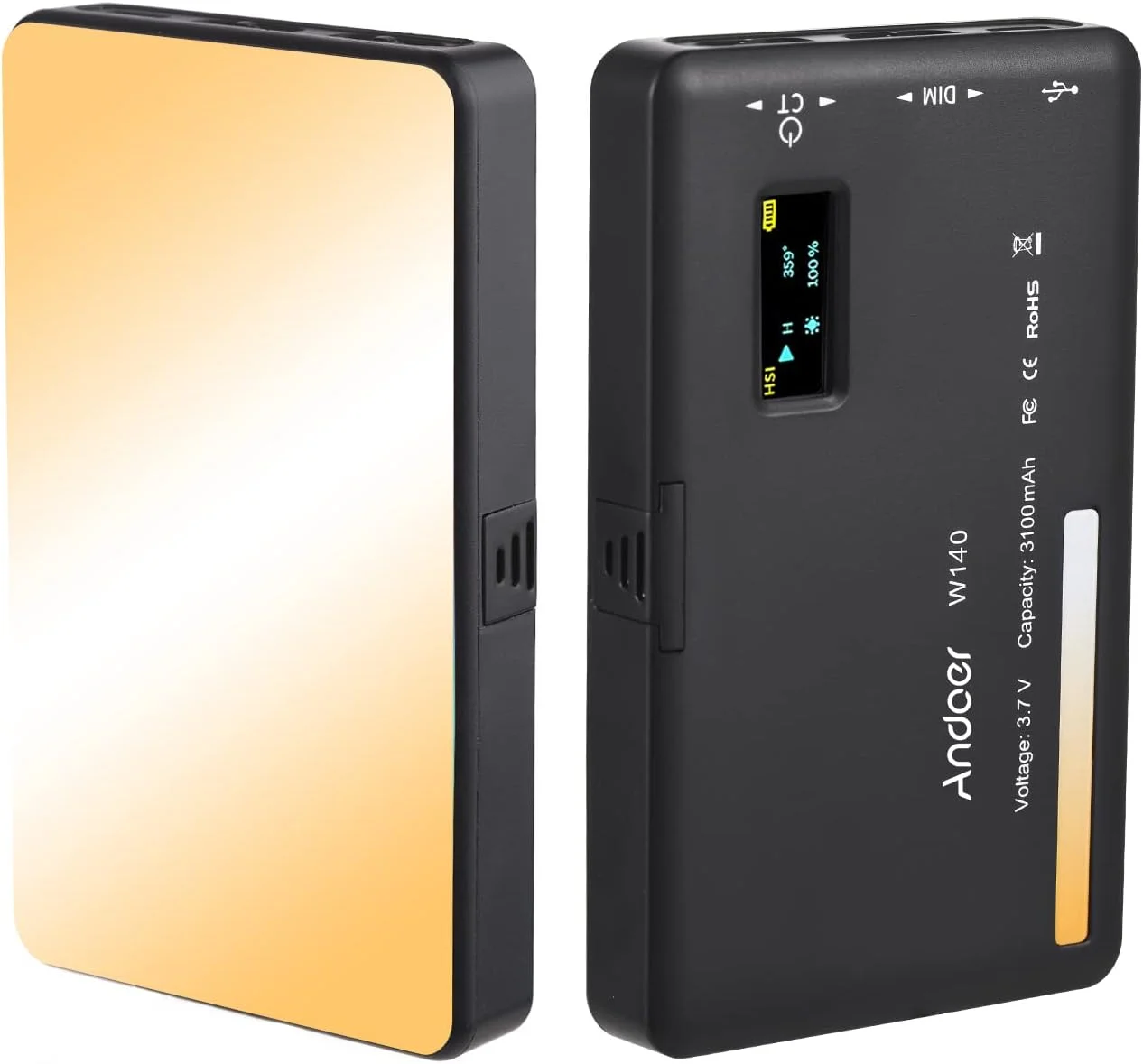 نور ویدئویی Andoer W140، چراغ LED دوربین با قابلیت تنظیم نور 2500K-6500K، چراغ های LED قابل حمل برای کنفرانس ویدئویی، عکاسی، پخش زنده