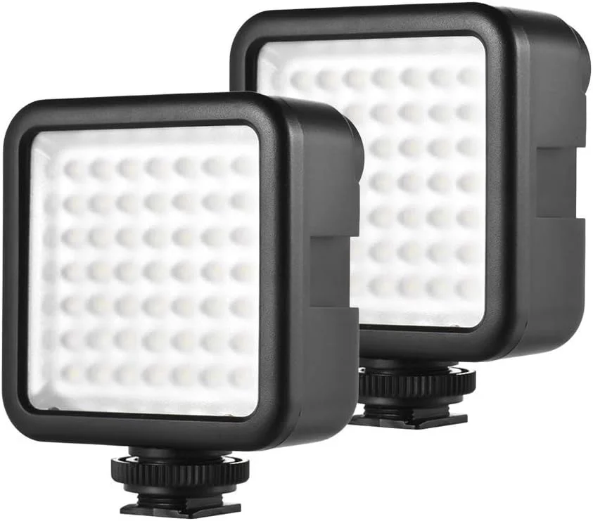 نور ویدئویی LED اندور، 2 عدد نور دوربین 49 LED، نور پرکننده دوربین قابل تنظیم، نور ویدئویی کوچک برای عکاسی و فیلمبرداری یوتیوب