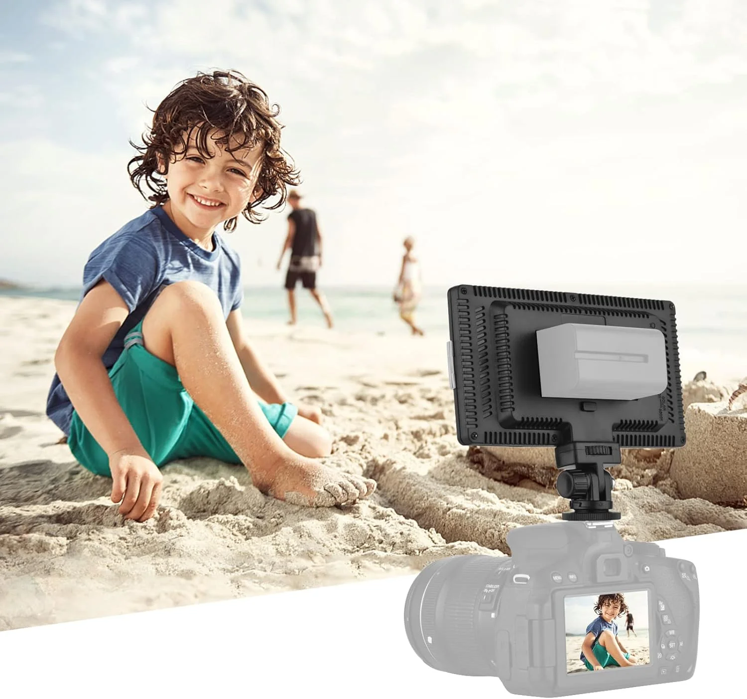 نور ویدئویی LED اندور، پنل نور LED با قابلیت تنظیم نور 3200-5600K به همراه سوراخ پیچ 1/4 اینچی و پایه نگهدارنده کفشک سرد برای استودیو عکاسی، پخش زنده، کنفرانس ویدئویی و آرایش