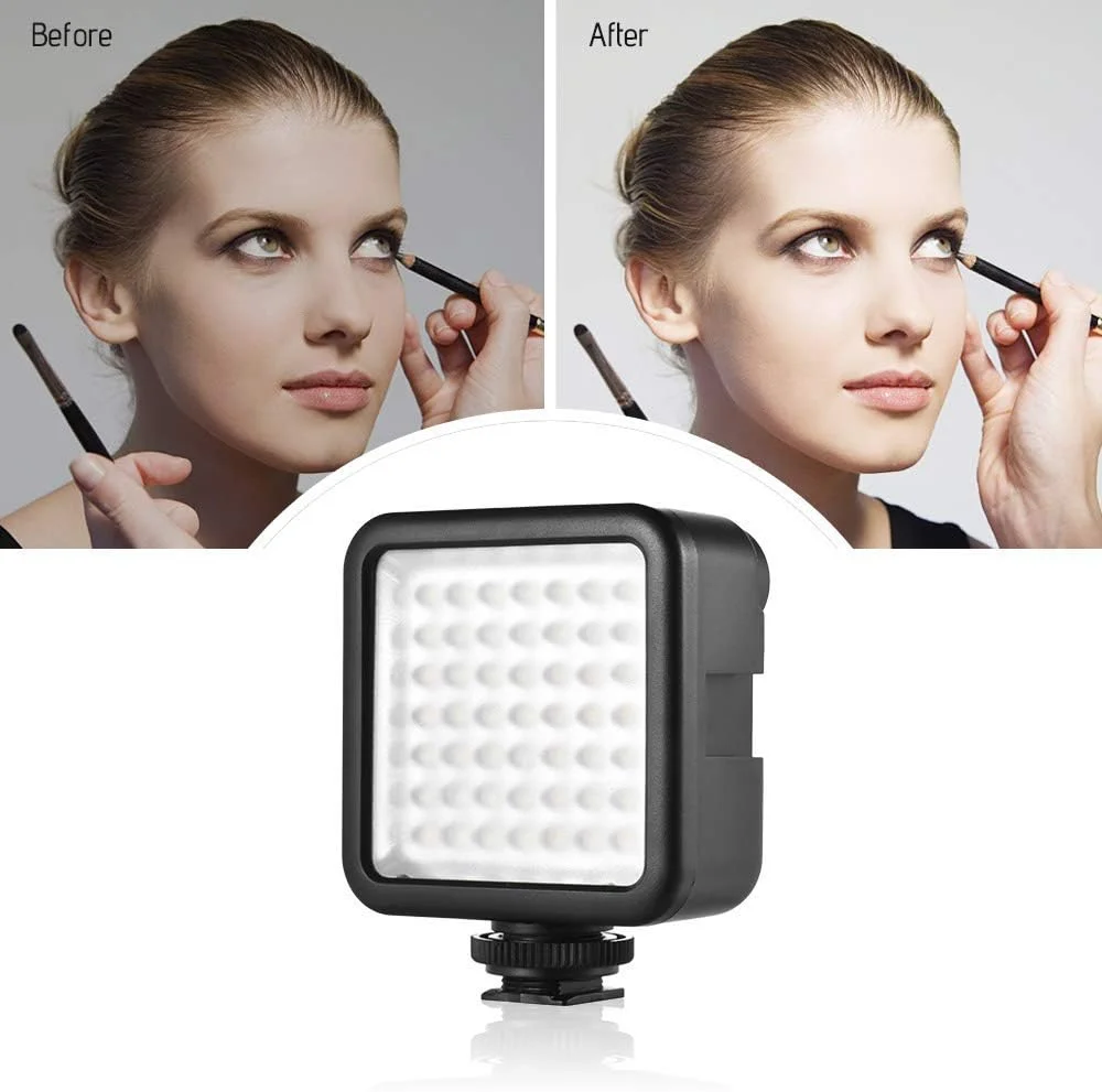 نور ویدئویی LED اندور، 2 عدد نور دوربین 49 LED، نور پرکننده دوربین قابل تنظیم، نور ویدئویی کوچک برای عکاسی و فیلمبرداری یوتیوب