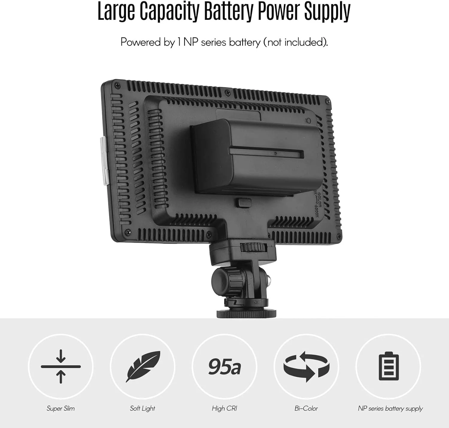 نور ویدئویی LED اندور، پنل نور LED با قابلیت تنظیم نور 3200-5600K به همراه سوراخ پیچ 1/4 اینچی و پایه نگهدارنده کفشک سرد برای استودیو عکاسی، پخش زنده، کنفرانس ویدئویی و آرایش