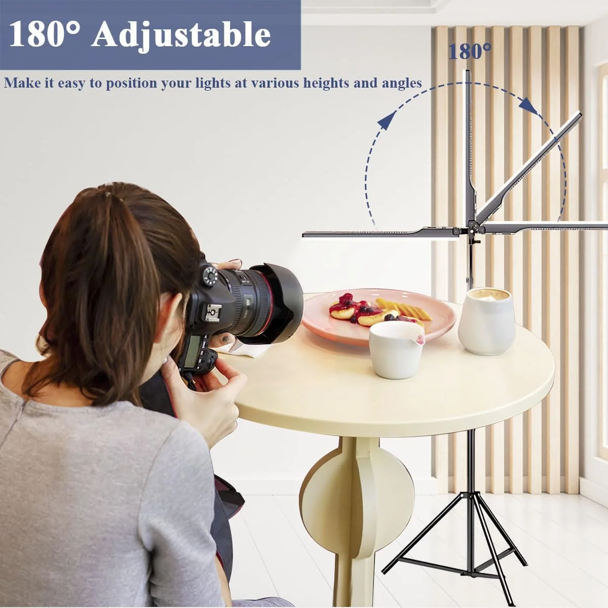 کیت نورپردازی عکاسی و فیلمبرداری 2 عدد چراغ LED قابل تنظیم 2700-7500K با پایه سه پایه قابل تنظیم 70-190 سانتی متر و کنترل از راه دور برای عکسبرداری و فیلمبرداری زنده