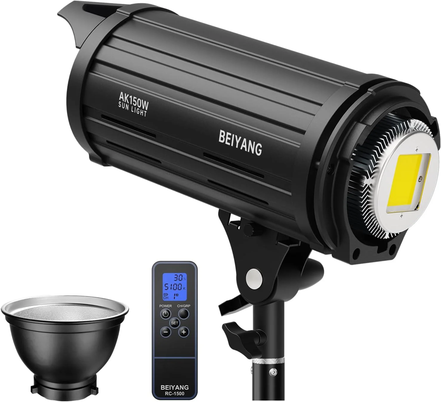 نور ویدئویی ال ای دی روز BEIYANG AK150W، 150 وات 5600K CRI 96+TLCI 97+ مانت بوون COB LED نور مداوم، نور پرکننده حرفه ای برای ضبط ویدئو، عکاسی از محصولات غذایی، نورپردازی استودیو عکس