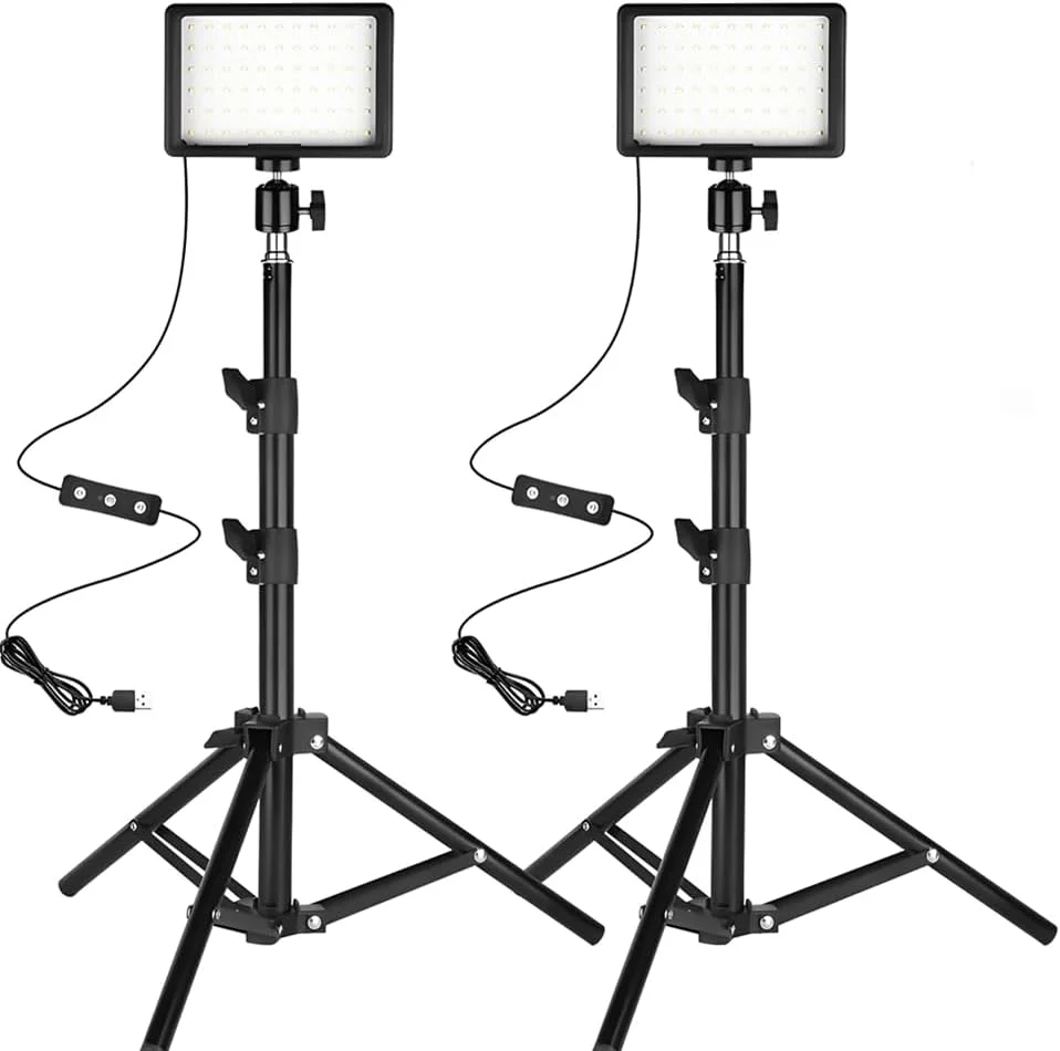 کیت نور ویدئویی LED Beauenty، کیت نورپردازی عکاسی، 2 عدد چراغ استودیویی LED با 66 مهره صرفه جویی در انرژی و 18 فیلتر رنگی برای نورپردازی عکاسی، چراغ های استودیویی و نور برای ضبط ویدئو