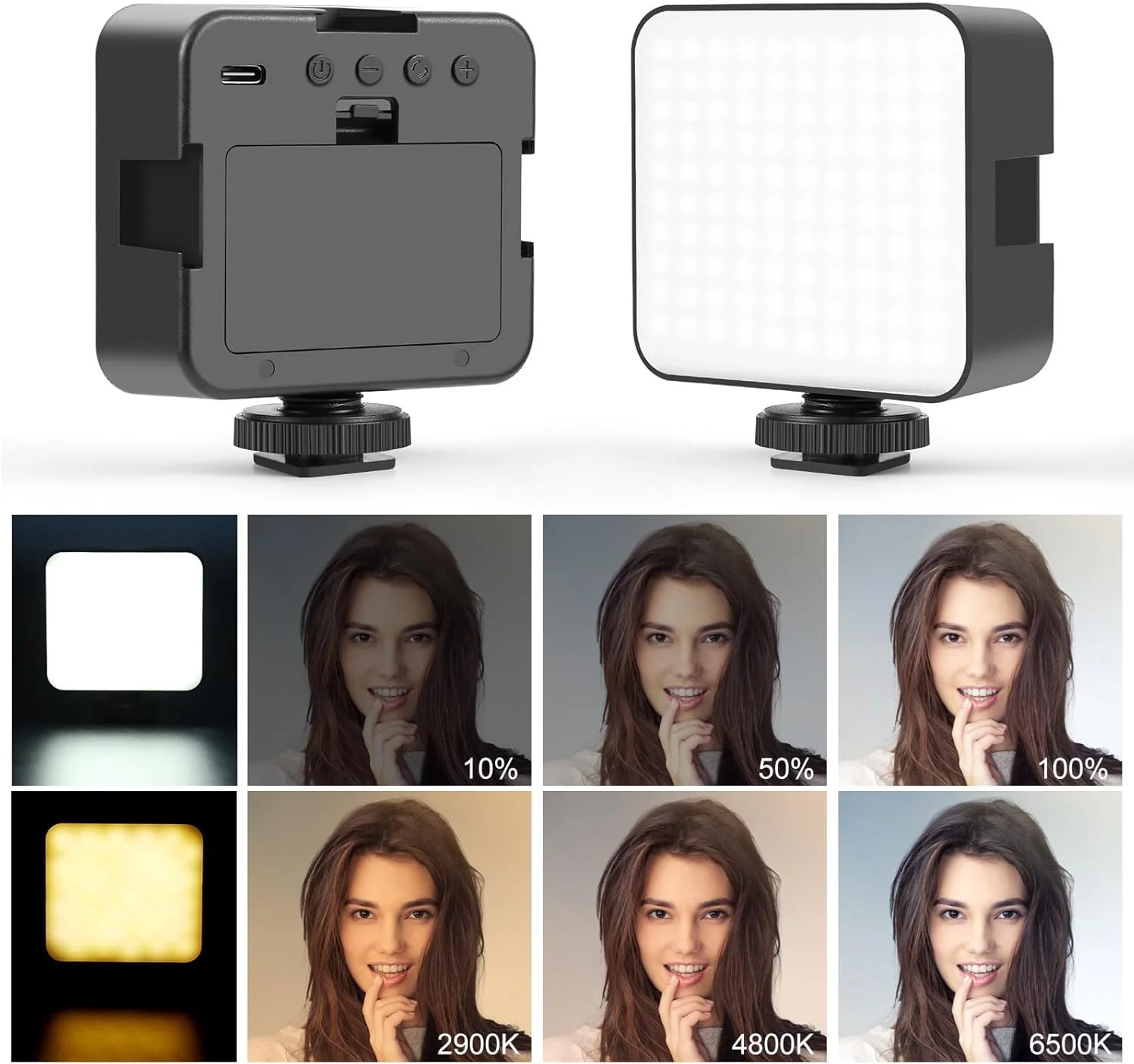 پنل ال ای دی 5 وات با پایه اتصال کفشک سرد، 100 ال ای دی، 240 لومن، تغذیه USB و باتری، نور ال ای دی مینیاتوری مناسب استودیو و دوربین برای عکاسی ماکرو