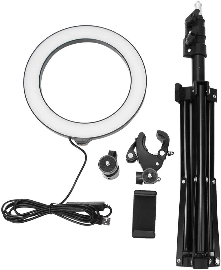 نور ال ای دی Bewinner، رینگ لایت آرایشی رومیزی آینه ای 20 سانتی متری، نور ال ای دی با نگهدارنده تلفن انعطاف پذیر با 3 حالت نور قابل تنظیم و 10 سطح روشنایی، برای پخش زنده، سلفی و نورپردازی