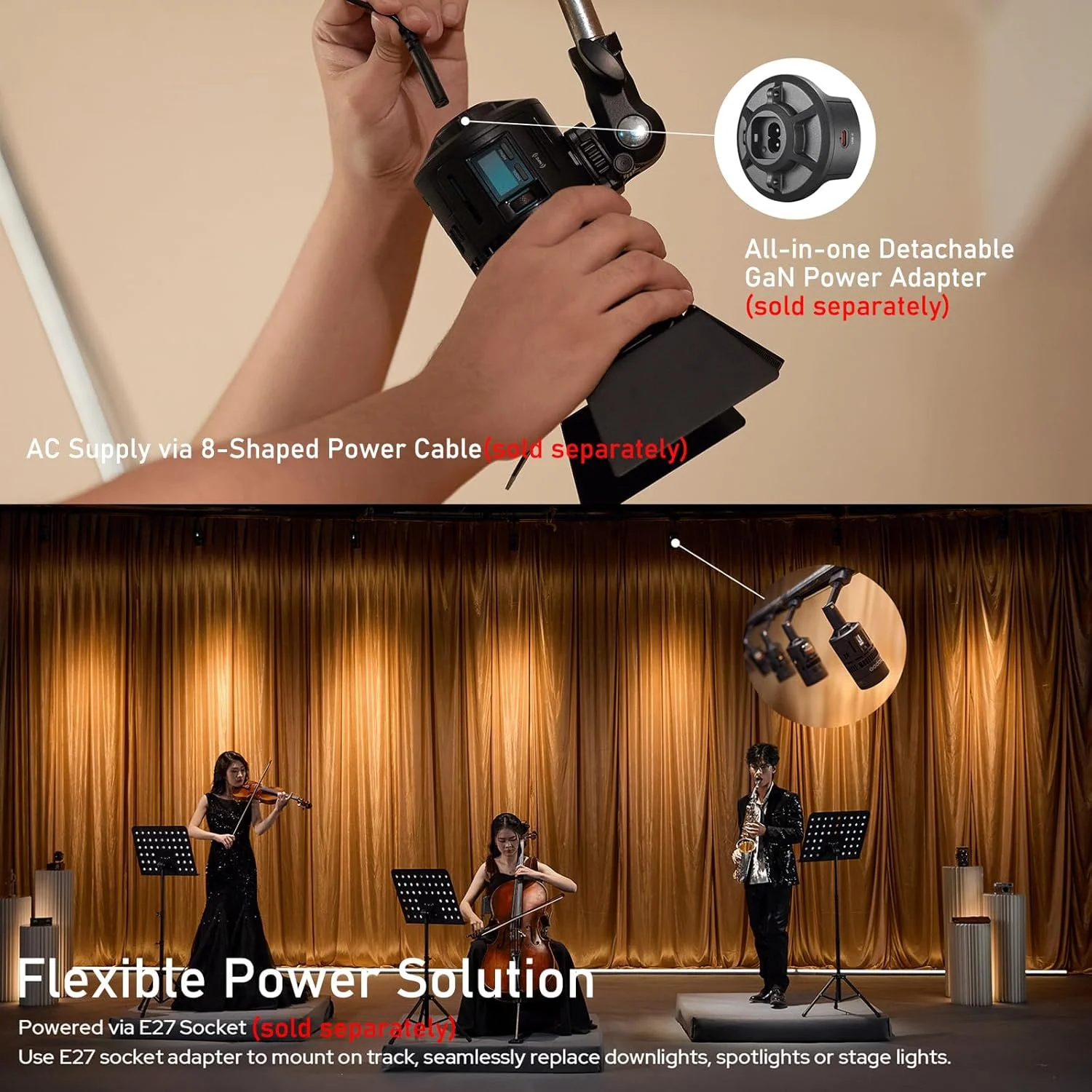 نور ویدئویی ال ای دی دو رنگ Godox RS60Bi، با CCT 2800-6500K، دارای 11 جلوه نوری، HSI و CRI بالا 97+ TLCI 98+، پشتیبانی از کنترل DMX/APP و راه حل های متعدد منبع تغذیه